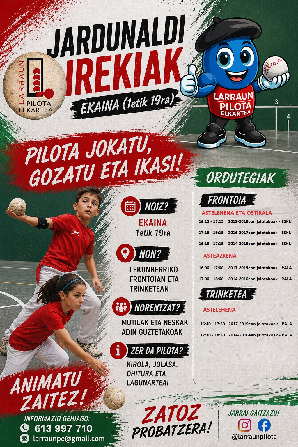 Ate irekiak pilota Larraunen
